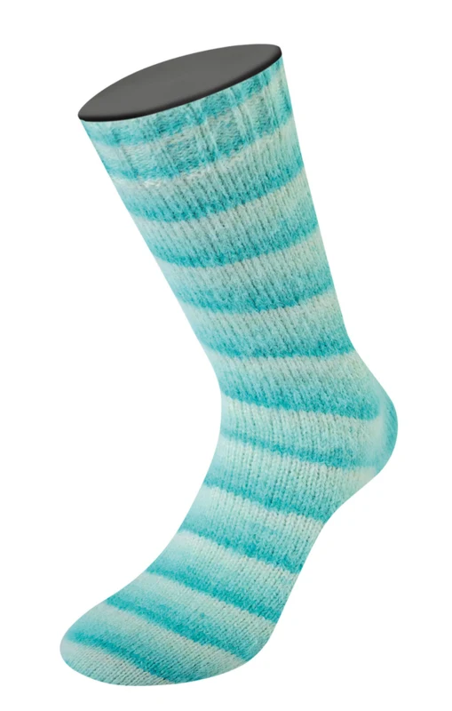 Lana Grossa Cosy Socks Soft Stripes 102 Jade/hellgrün/weißgrün/rohweiß