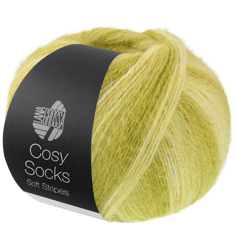 Lana Grossa Cosy Socks Soft Stripes 116 Limette/Pistazie/Helloliv