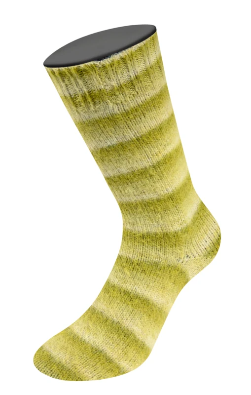 Lana Grossa Cosy Socks Soft Stripes 116 Limette/Pistazie/Helloliv