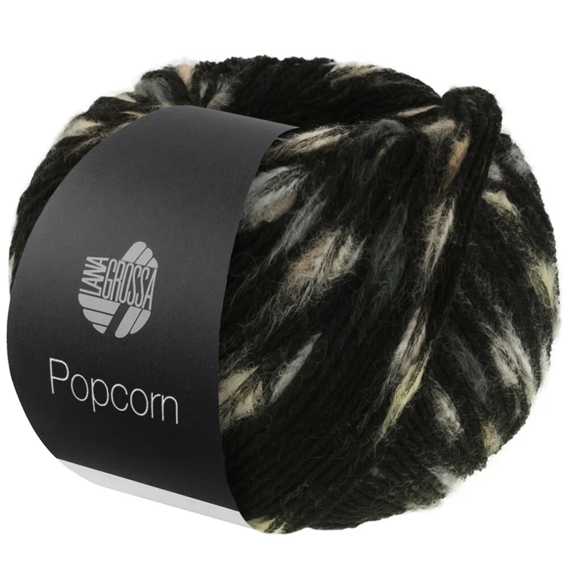 Lana Grossa Popcorn 08 Schwarz/rohweiß/beige