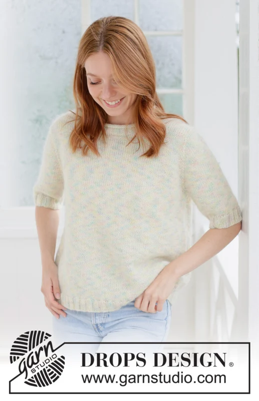 266-29 Pastel Bloom Sweater by DROPS Design