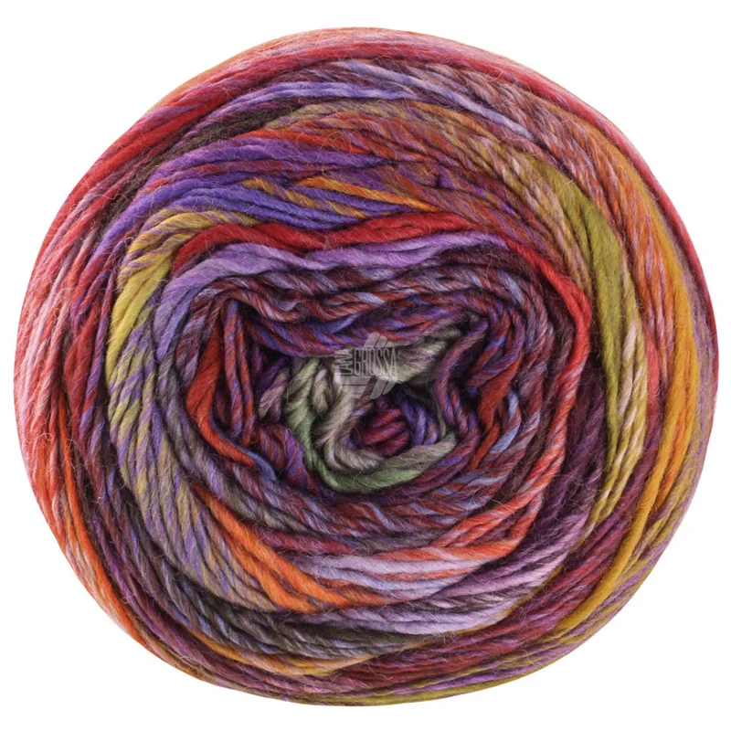 Lana Grossa Colorissimo 214 Braunorange/Rotbraun/Kupferrot/Fliederlila/Aubergine/Grüngrau/Oliv