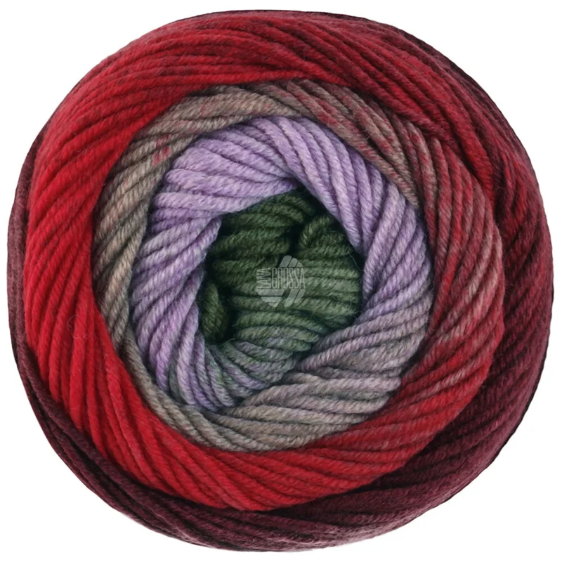 Lana Grossa Cool Wool Big Color 4045 Burgund/Rot/Taupe/Beige/Flieder/Moosgrün