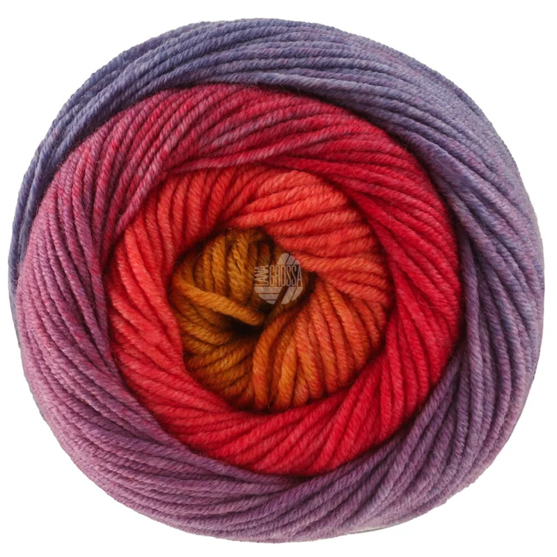 Lana Grossa Cool Wool Big Color 4048 Hellrot/Weinrot/Rotviolett/Petrolblau/Oliv/Curry/Orange