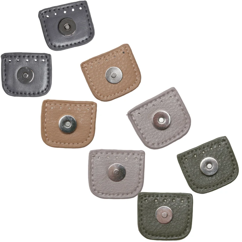 Go Handmade Magnet-Druckverschluss 4 cm Grau, Apricot, Beige und Grün mit Silber