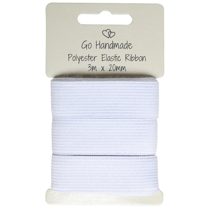 Go Handmade Elastikband: 3 m x 20 mm, Weiß