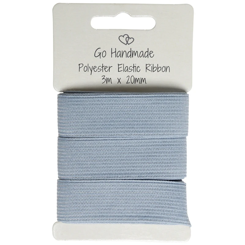 Go Handmade Elastikband: 3 m x 20 mm, Grau/blau