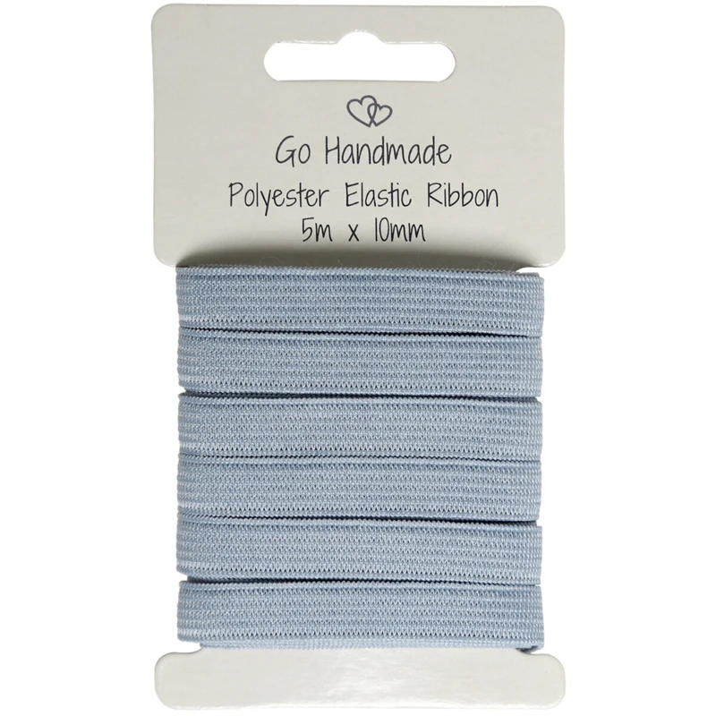 Go Handmade Elastikband: 5 m x 10 mm, Grau/blau