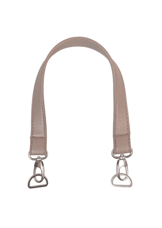 Go Handmade Taschengriff mit Karabinerhaken und D-Ring: 50 x 2,5 cm, Beige/Silber
