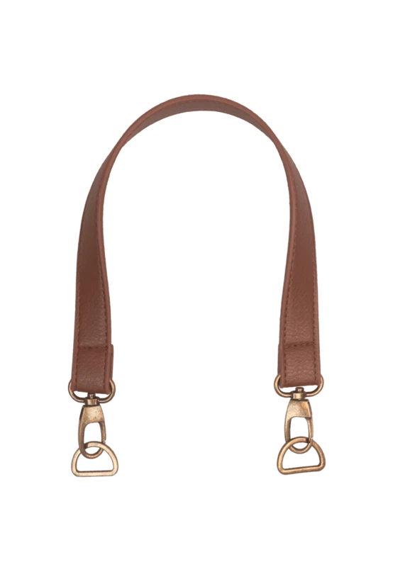 Go Handmade Taschengriff mit Karabinerhaken und D-Ring: 50 x 2,5 cm, Braun/Bronze