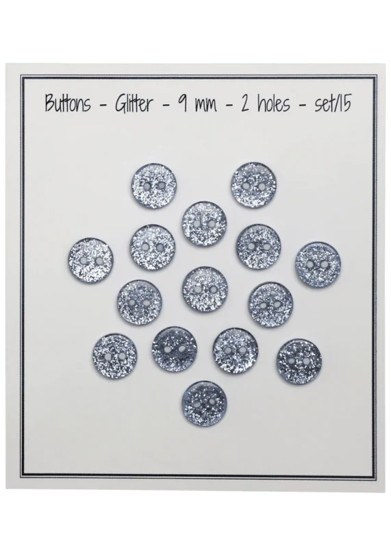 Go Handmade Glitzerknöpfe 9 mm Blau