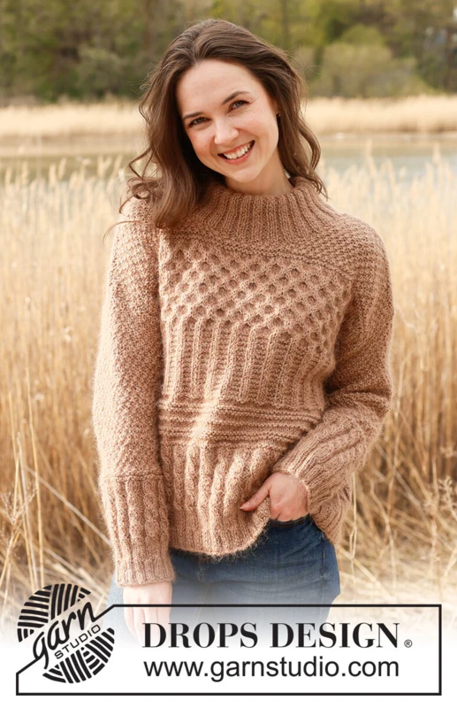 235-1 Cracked Walnuts Sweater by DROPS Design