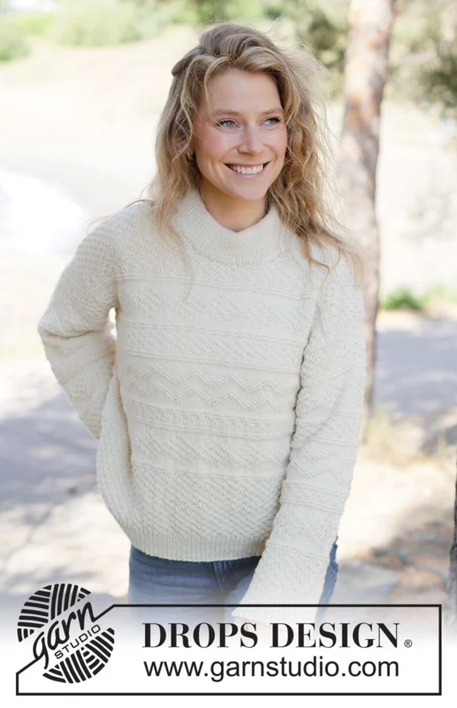263-1 White Echo Sweater by DROPS Design — 4