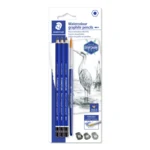 STAEDTLER Mars Lumograph Aquarell Wasservermalbarer Bleistift & Pinsel, 3 + 1 Stück – Hauptbild