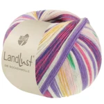 Lana Grossa Landlust Die Sockenwolle 721 Rosa/Ecru/Grün/Blauviolett/Safrangelb/Pink/Fuchsia