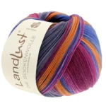 Lana Grossa Landlust Die Sockenwolle 128 Fuchsia/Weinrot/Petrol/Orange/Grau/Graugrün/Graublau