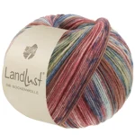 Lana Grossa Landlust Die Sockenwolle 617 Braun/Jeans/Erika/Natur/Hellblau/Resedagrün/Mint gestreift