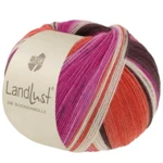 Lana Grossa Landlust Die Sockenwolle 135 Graubraun/Fuchsia/Ecru/Terrakotta/Orchidee gestreift