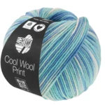 Lana Grossa Cool Wool Print 844 Türkis/Hellblau/Azurblau/Rohweiß