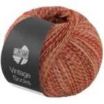 Lana Grossa Vintage Socks 1012 Meliertes Rost/Dunkelrot/Gelb/Orange/Creme