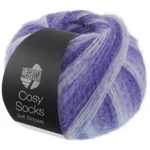 Lana Grossa Cosy Socks Soft Stripes 101 Blauviolett/violettblau/hell violett/weiß