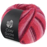 Lana Grossa Cosy Socks Soft Stripes 105 Bordeaux/rosa/himbeere/pink
