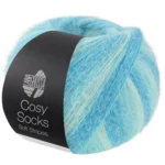 Lana Grossa Cosy Socks Soft Stripes 115 Mint/Helltürkis/Türkis