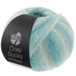 Lana Grossa Cosy Socks Soft Stripes 110 Hellgrau/Mint/Minttürkis/Türkis/Hellpetrol