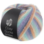 Lana Grossa Cosy Socks Multi Stripes 153 Lavendel/graublau/lachs/creme/türkis