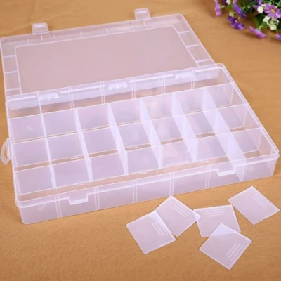 Kunststoffbox mit Deckel, transparent, 34,5x22 cm, 28 Räume