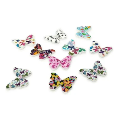 HobbyArts Holzknöpfe Schmetterling 28 mm, 10 Stück