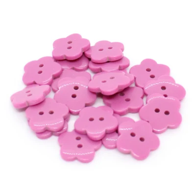 HobbyArts Kunststoffknöpfe Pink Flower 15 mm, 20 Stück