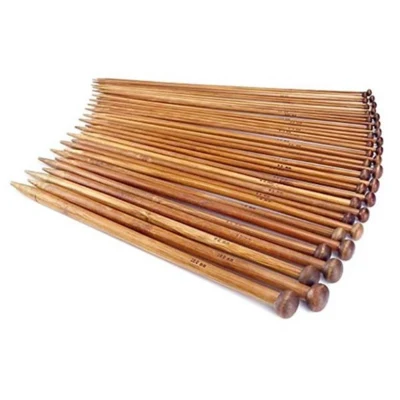 Jumper Pin Set, dunkler Bambus, 2-10mm, 18 Größe, 35 cm