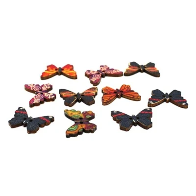 HobbyArts Holzknöpfe Schmetterling, 25 mm, 10 Stück