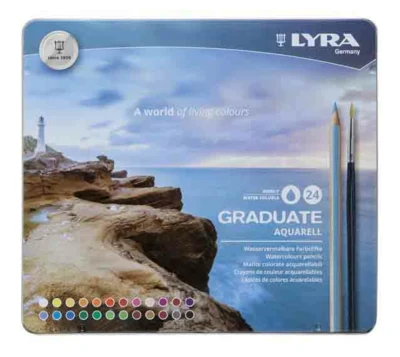 Lyra Graduate Aquarell Wasservermalbare Farbstifte & Pinsel, 24 + 1 Stück