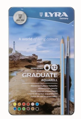 Lyra Graduate Aquarell Wasservermalbare Farbstifte & Pinsel, 12 + 1 Stück