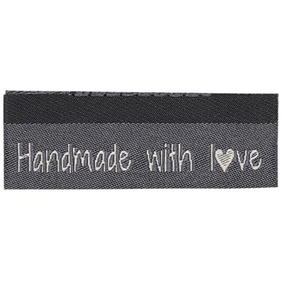 Go Handmade Gewebte Label, beidseitig, Made with Love, 50 x 11,5 mm, 10 Stk