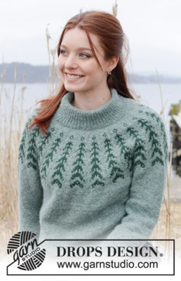 244-1 Ancient Woodlands Sweater by DROPS Design