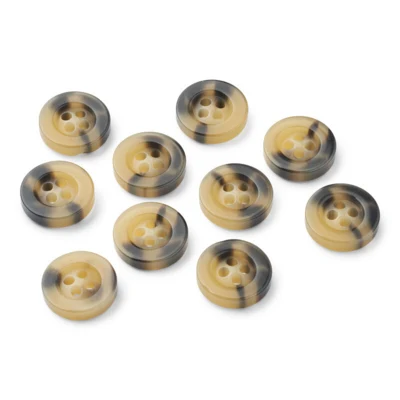 LindeHobby Beige/Schwarze Kunststoffknöpfe, 24 mm, 10 Stk