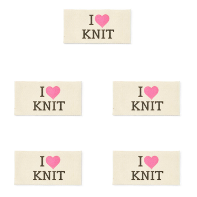 LindeHobby I Love Knit Label (4 cm x 2 cm)