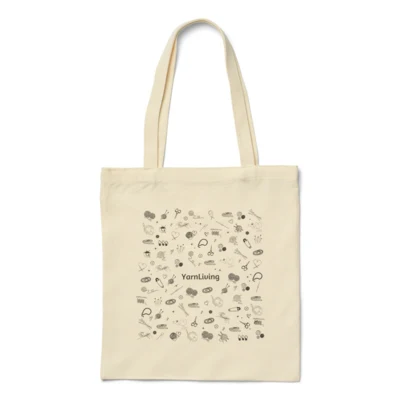 LindeHobby Stoffbeutel mit YarnLiving Print, 35x40 cm, 1 Stück