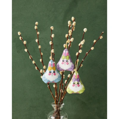 Osterhasen m/Schleife 3er-Pack 6 x 7 cm