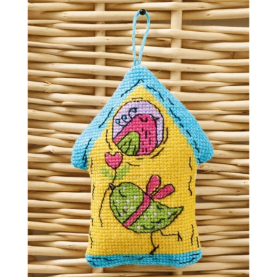 Vogelhaus gelb 7x9cm