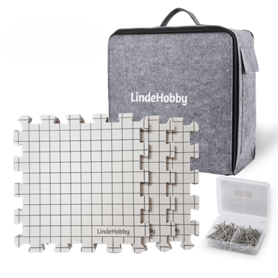 LindeHobby Blocking-Matten in Filztasche mit 100 T-Nadeln, Weiß