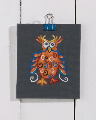 Stickset Orange Eule 11 x 13 cm