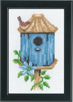 Stickset Vogelhäuser Blau 9 x 14 cm