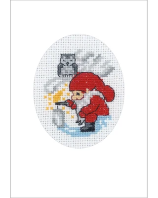 Stickset Wichtel zündet Licht Weihnachtskarte 9 x 13 cm