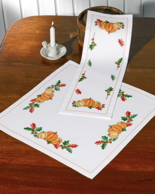 Stickset Kürbis und Eicheln 56 x 56 cm