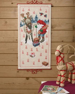 Stickset Weihnachtsmann und Rentier B 5125/35 35 x 67 cm