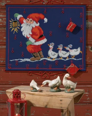 Stickpackung Weihnachtswichtel mit Gänsen 58 x 47 cm